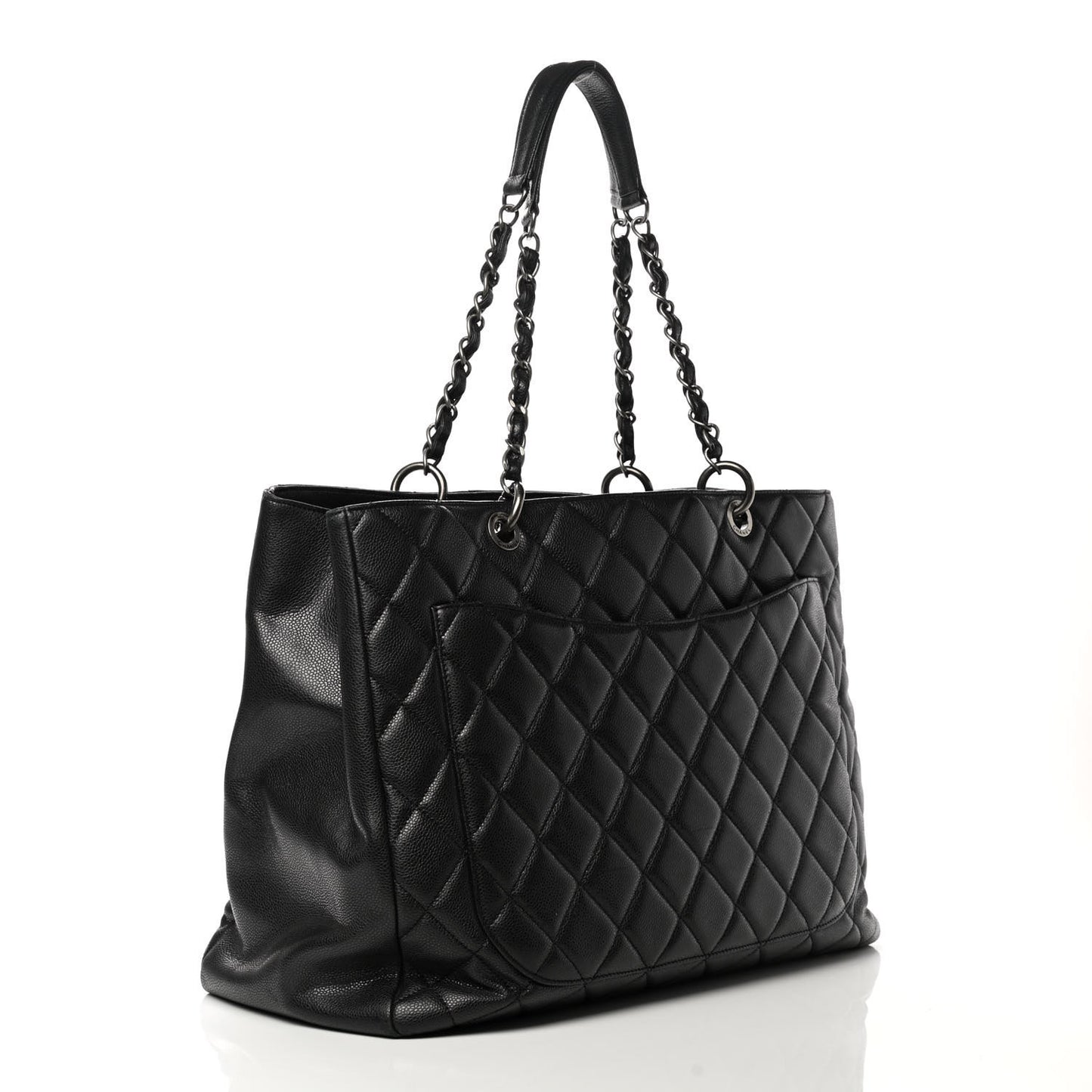 Caviar Quilted XXL Grand Shopping Tote GST Dark Grey