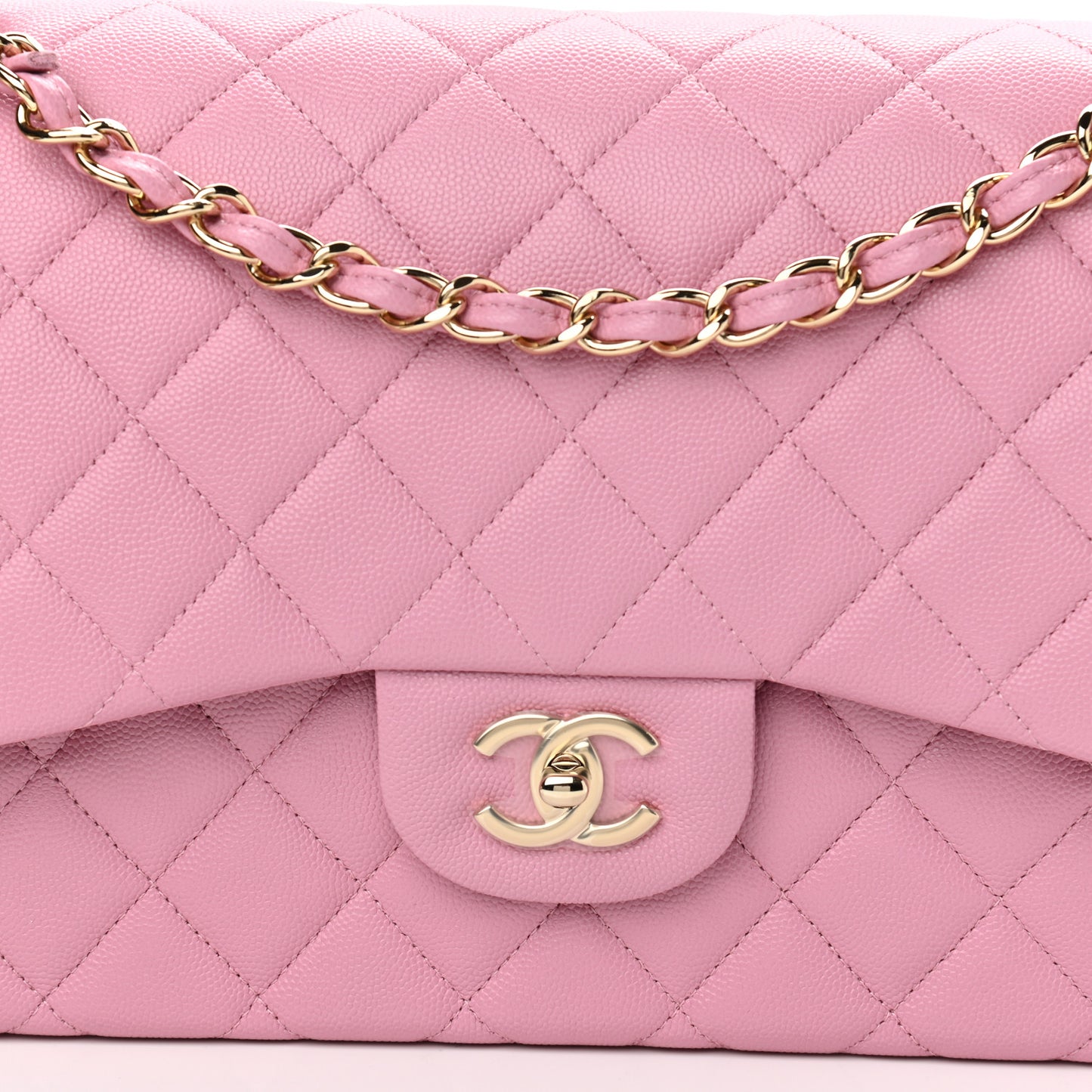 Caviar Quilted Jumbo Double Flap Pink
