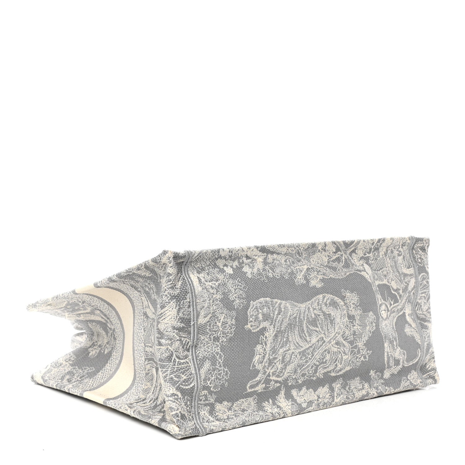 Christian Dior Canvas Embroidered Medium Dioriviera Toile De Jouy Reverse Book Tote Gray 3 of 4