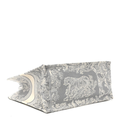 Christian Dior Canvas Embroidered Medium Dioriviera Toile De Jouy Reverse Book Tote Gray 3 of 4