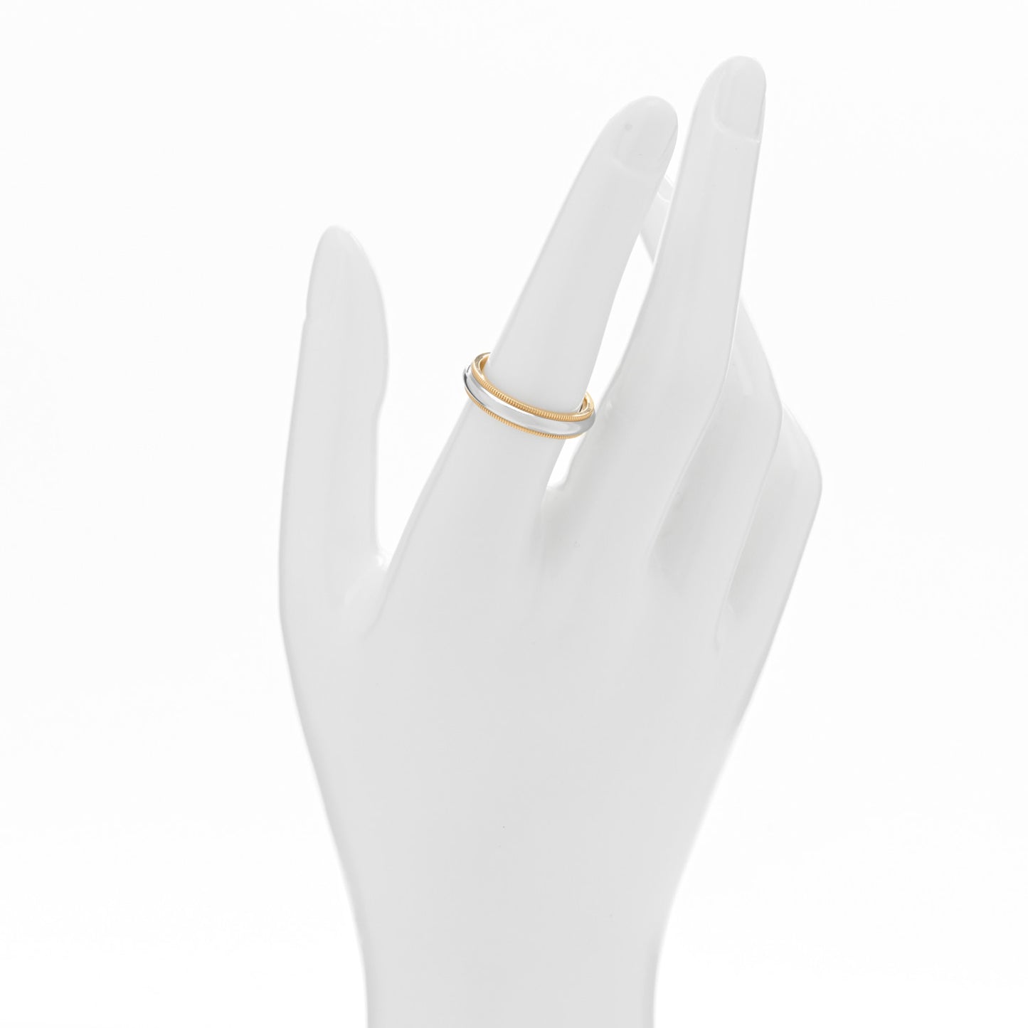 Platinum 18K Yellow Gold 4mm Together Milgrain Wedding Band Ring 54 7