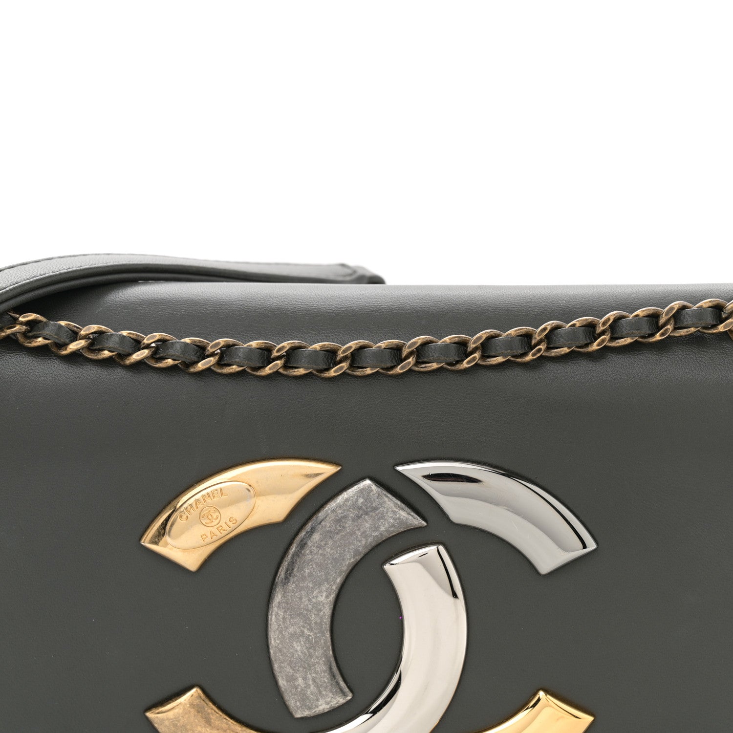 Chanel Lambskin CC Antico Flap Dark Khaki 8 of 11