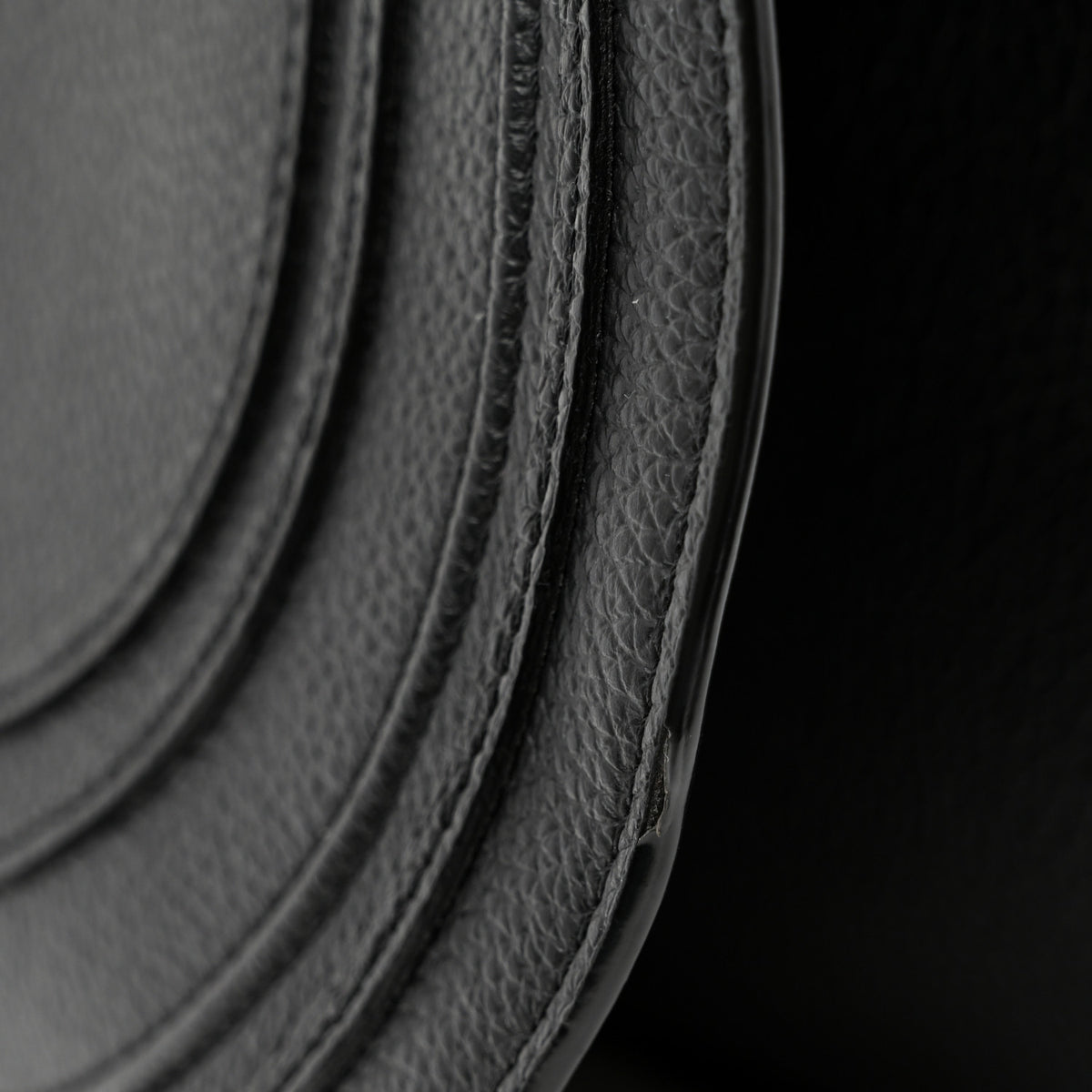 Grained Calfskin Medium Marcie Saddle Bag Black