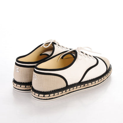 Chanel Cotton Lace Up Espadrilles 39.5 Light Beige Dark Beige 4 of 7