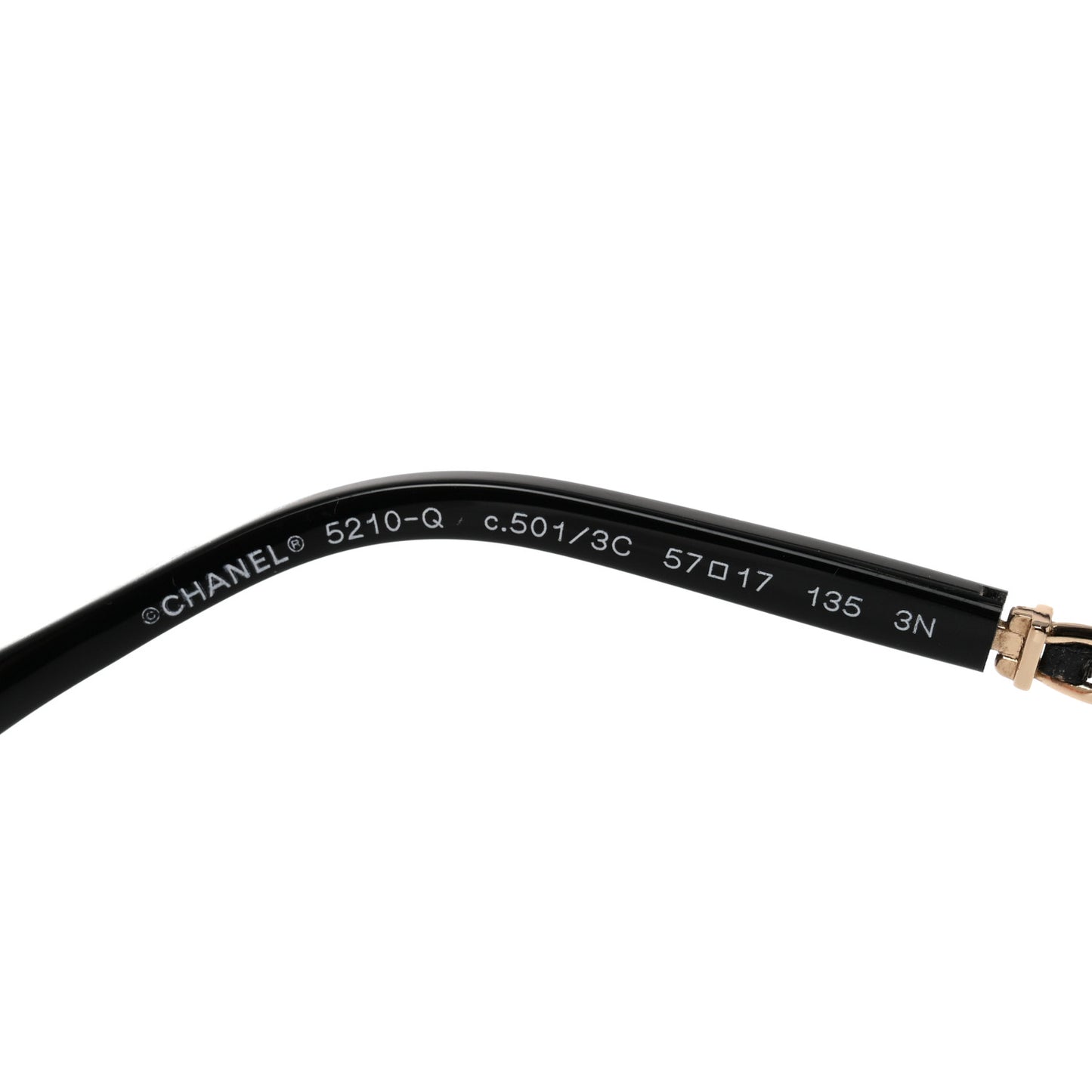 Acetate Lambskin Chain Square Sunglasses 5210-Q Black