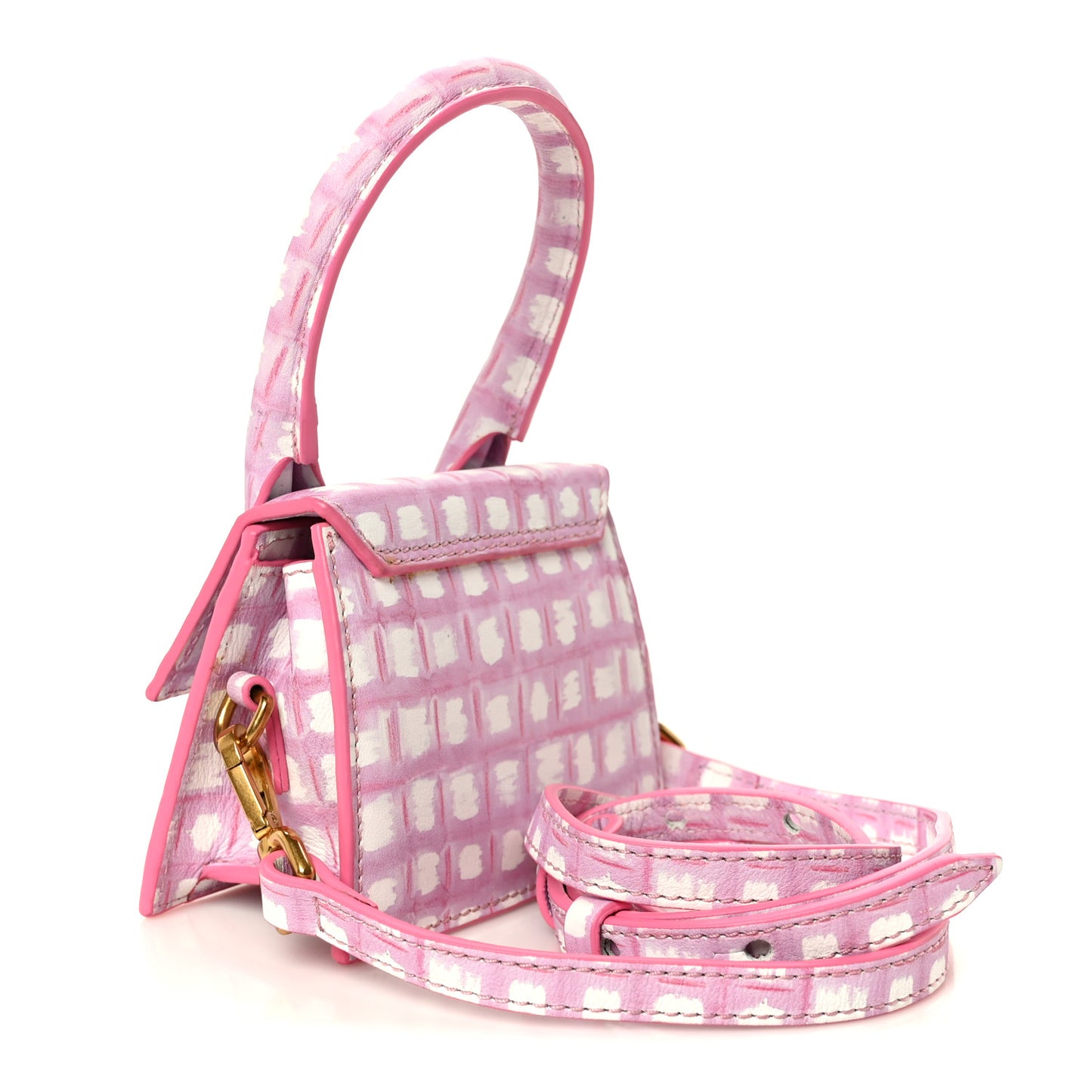 Smooth Calfskin Check Printed Le Chiquito Pink White