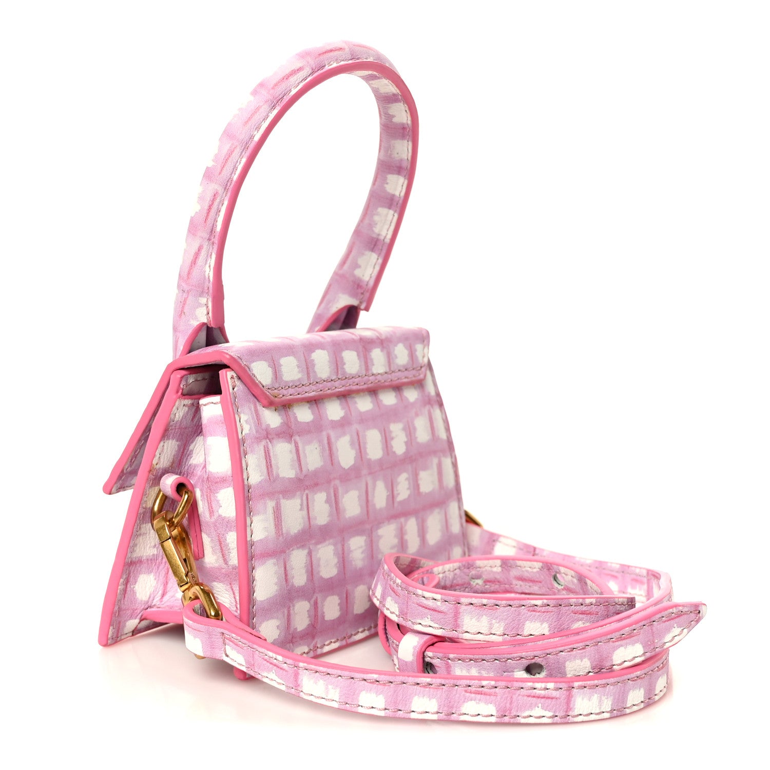 Jacquemus Smooth Calfskin Check Printed Le Chiquito Pink White 3 of 9