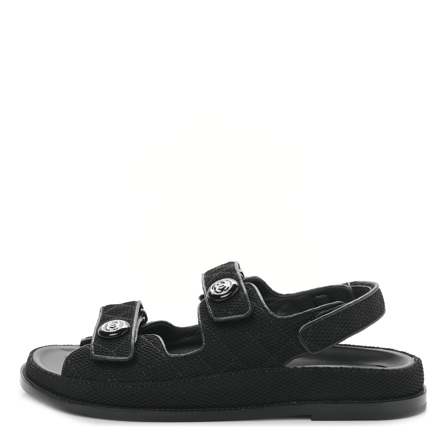Chanel Fabric Velcro Dad Sandals 41.5 Black 1 of 8