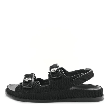 Chanel Fabric Velcro Dad Sandals 41.5 Black 1 of 8