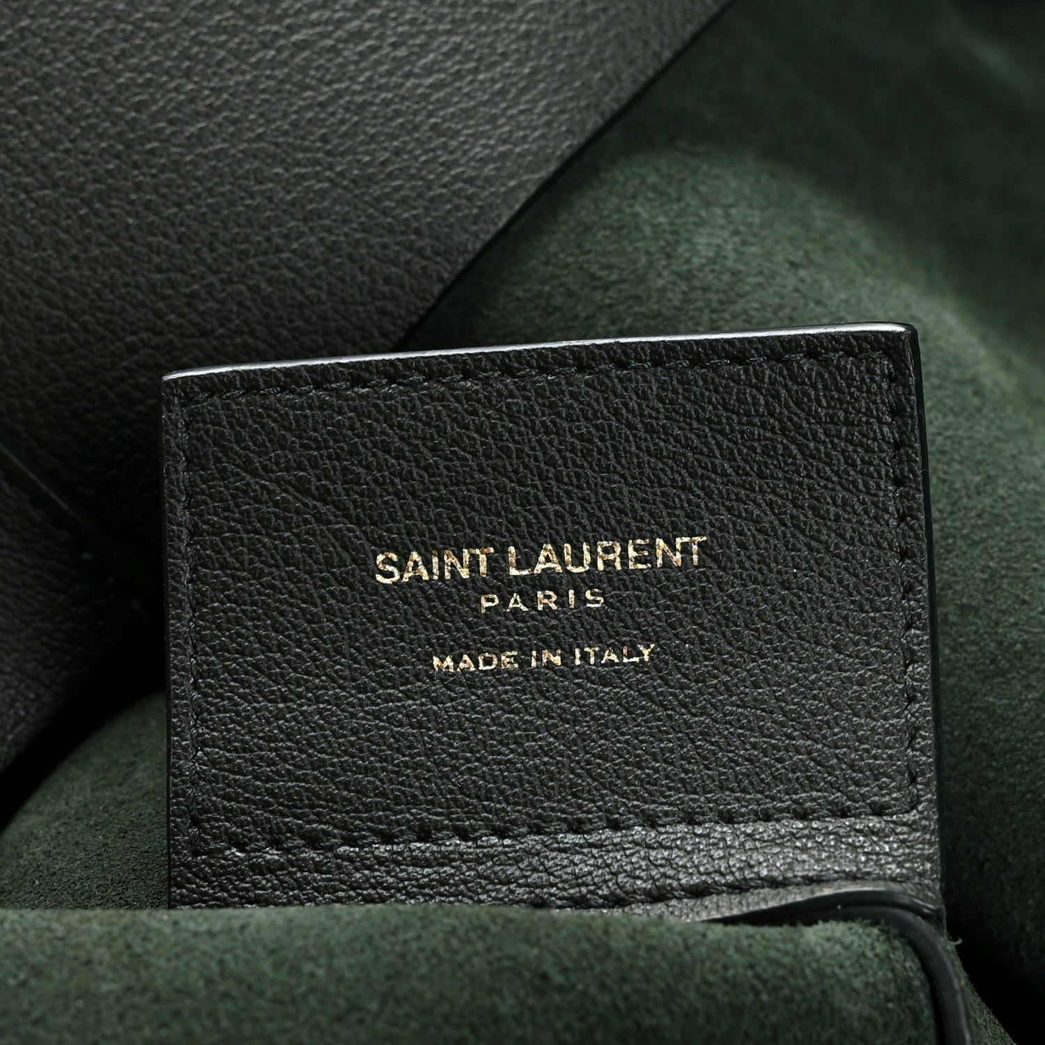 Saint Laurent Calfskin Large Shopping Tote Dark Green 8 of 13
