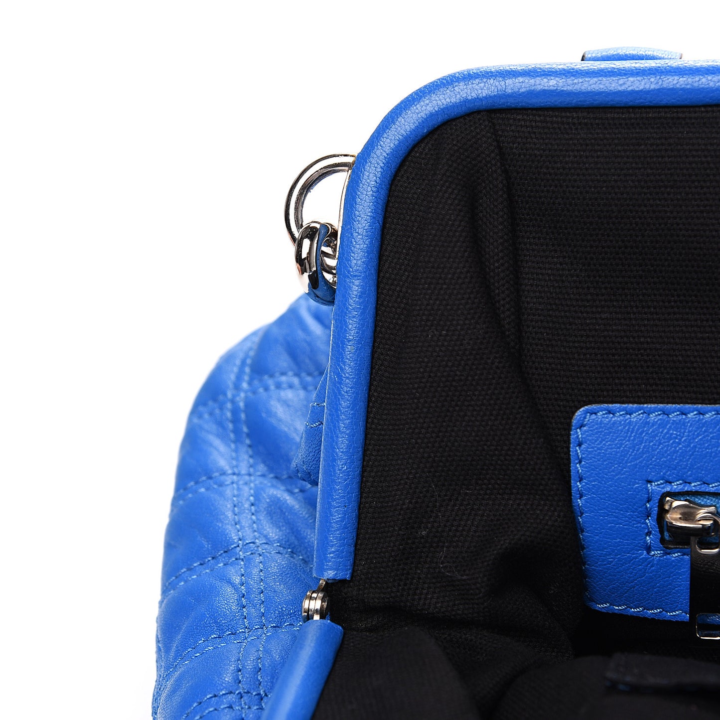 Calfskin Quilted Stam Bright Blue