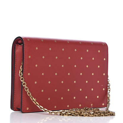 Christian Dior Calfskin Embossed Stars Wallet on Chain Rouge Gold 3 of 10