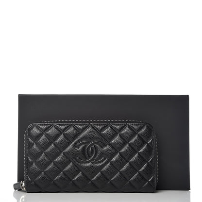 Chanel Caviar Quilted Diamond CC Gusset Zip Around Wallet Black 11 of 11