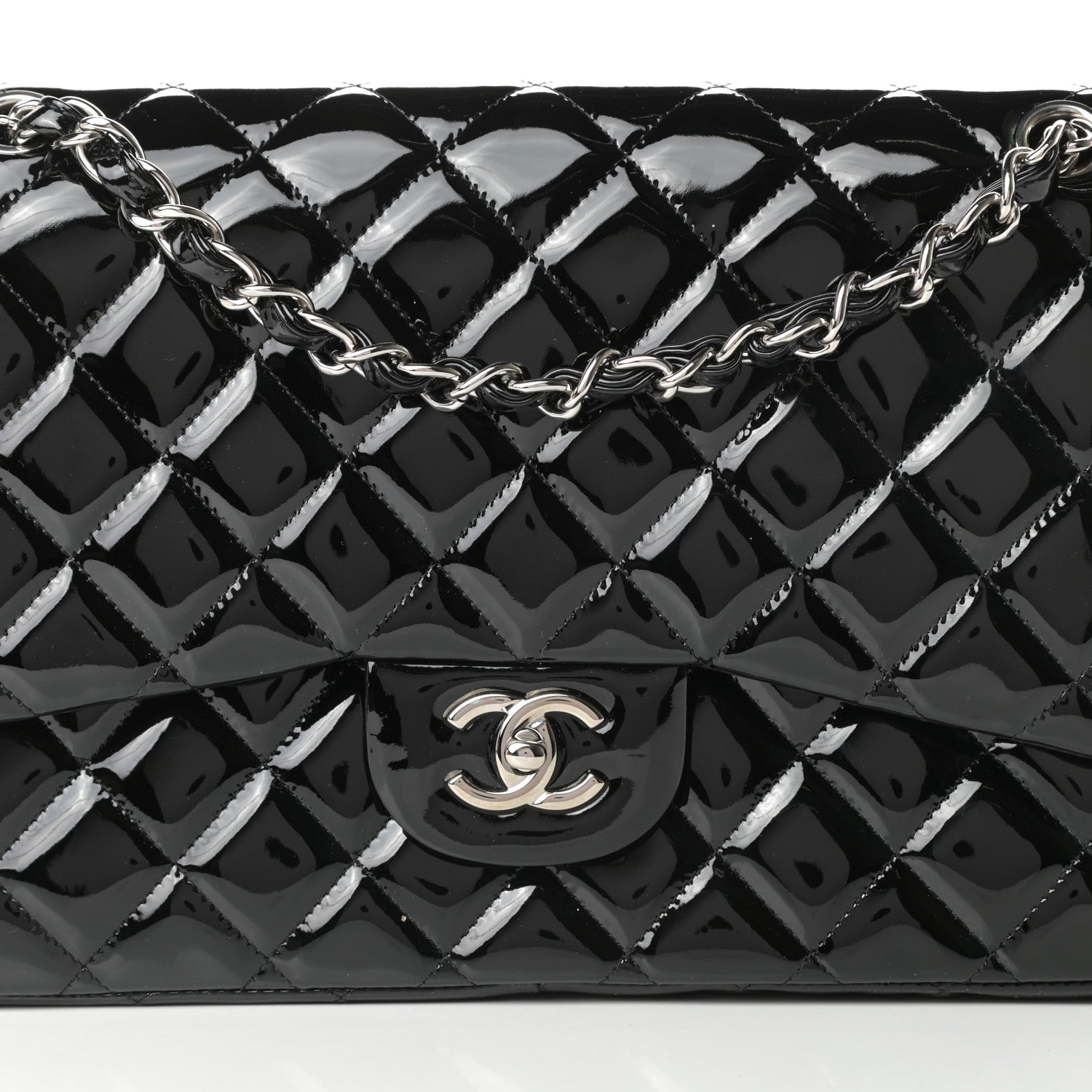 Chanel Patent Quilted Jumbo Double Flap Black 8 of 16