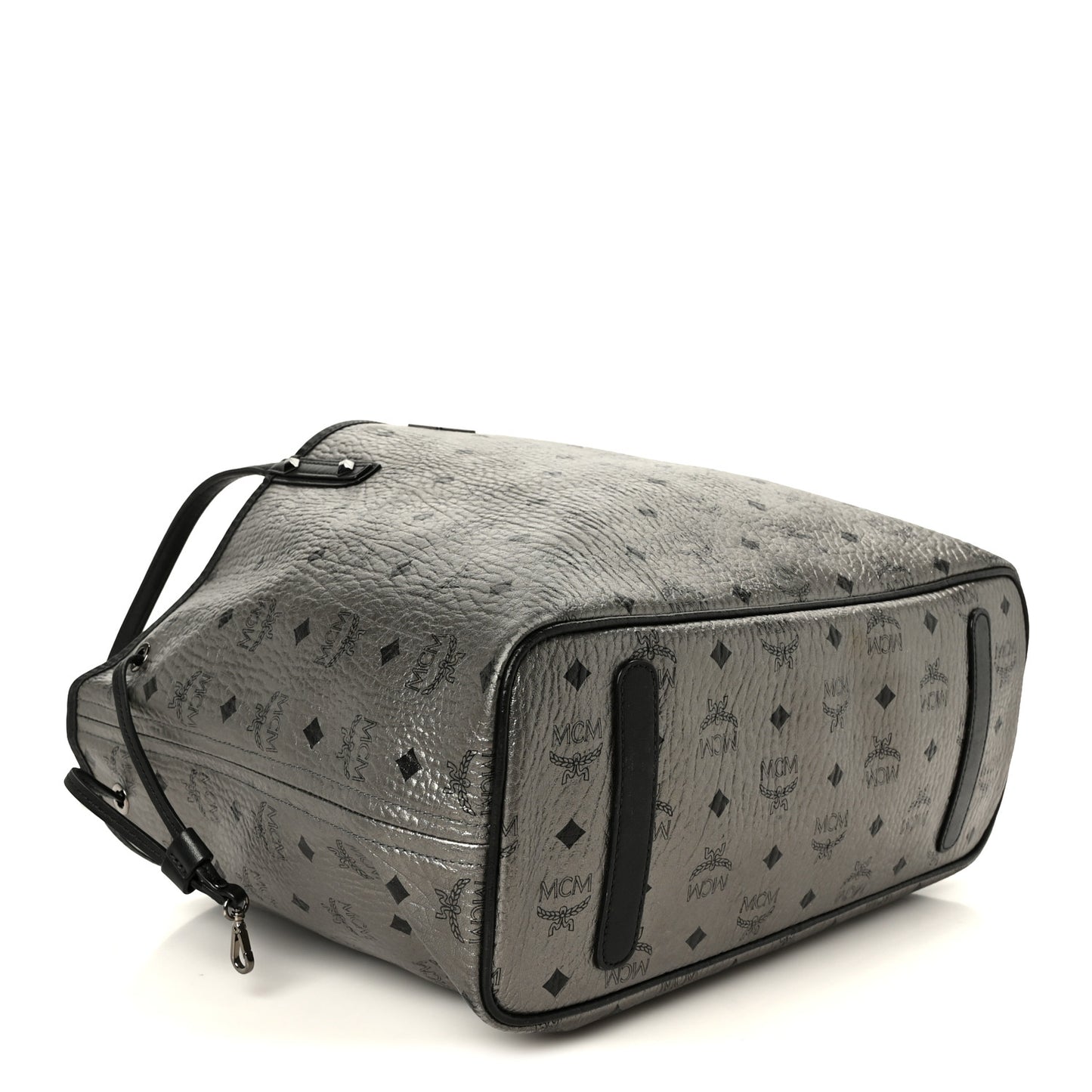 Metallic Visetos Medium Reversible Shopper Tote Silver Black