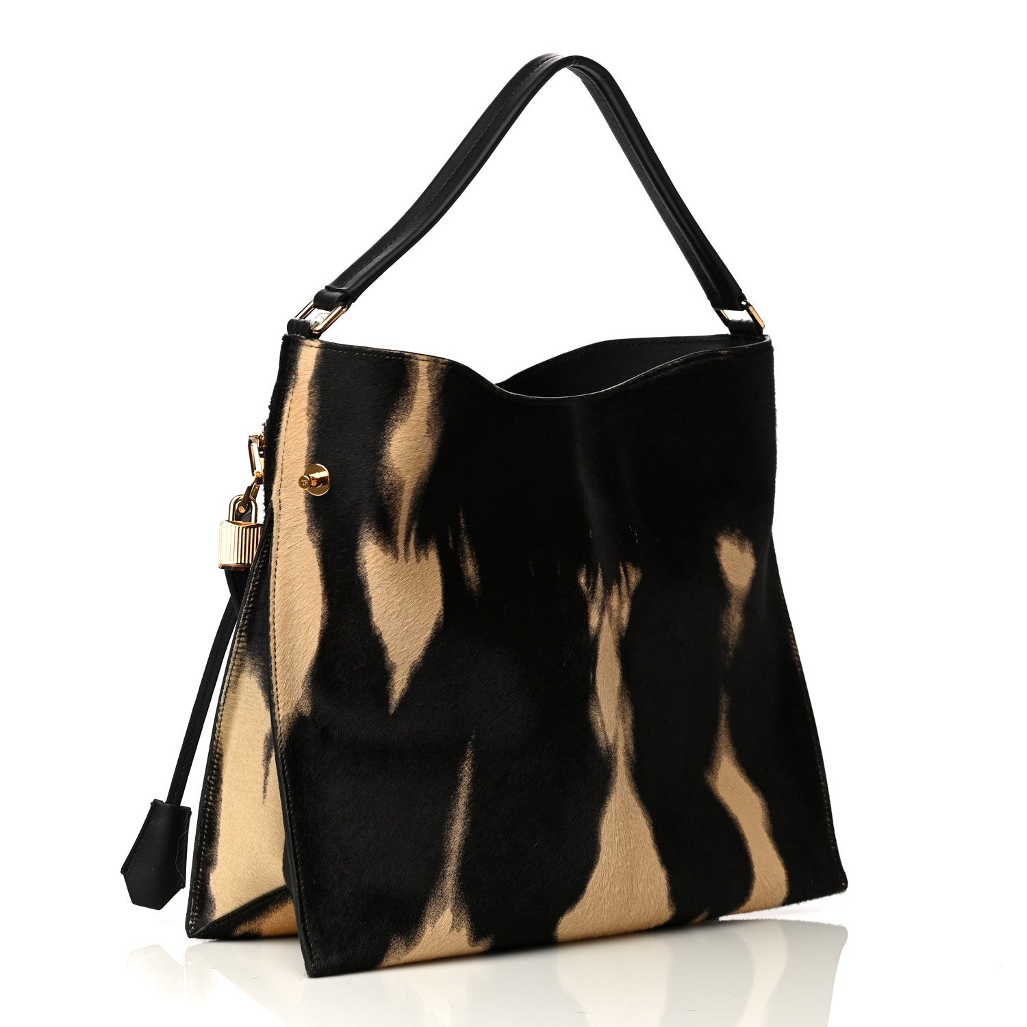 Tom Ford Calf Hair Tie Dye Small Alix Padlock Zip Hobo Bag 4 of 13