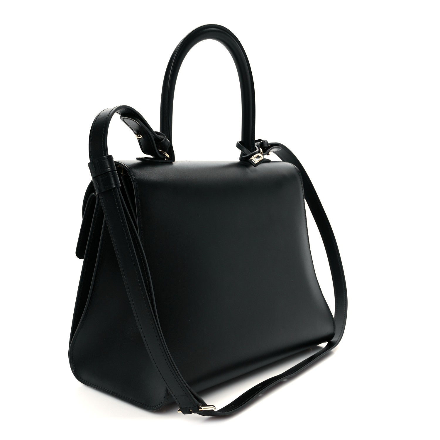 Delvaux Box Calfskin MM Brillant Pocket Satchel Black Red 5 of 12