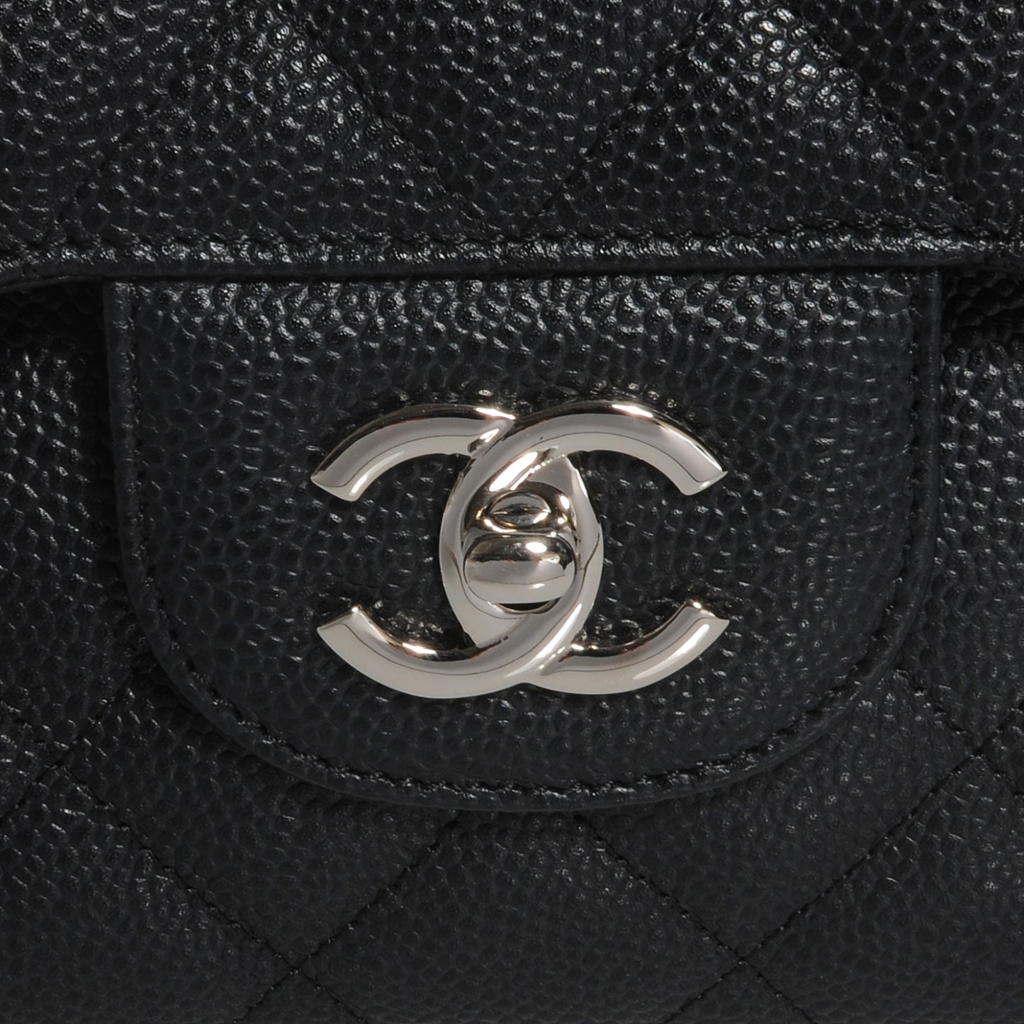 Caviar Quilted Jumbo Double Flap Black
