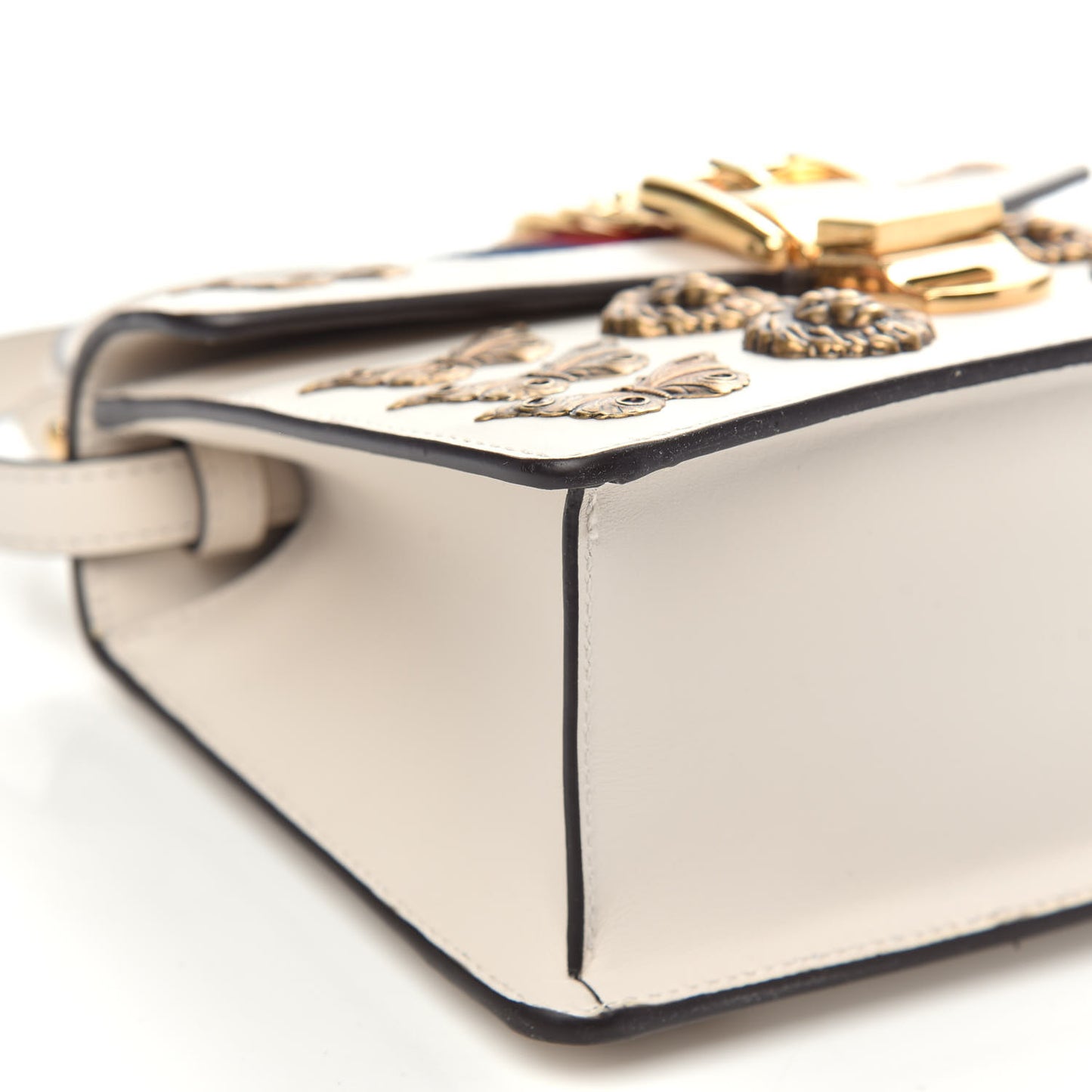 Calfskin Animal Studs Mini Sylvie Top Handle Bag White