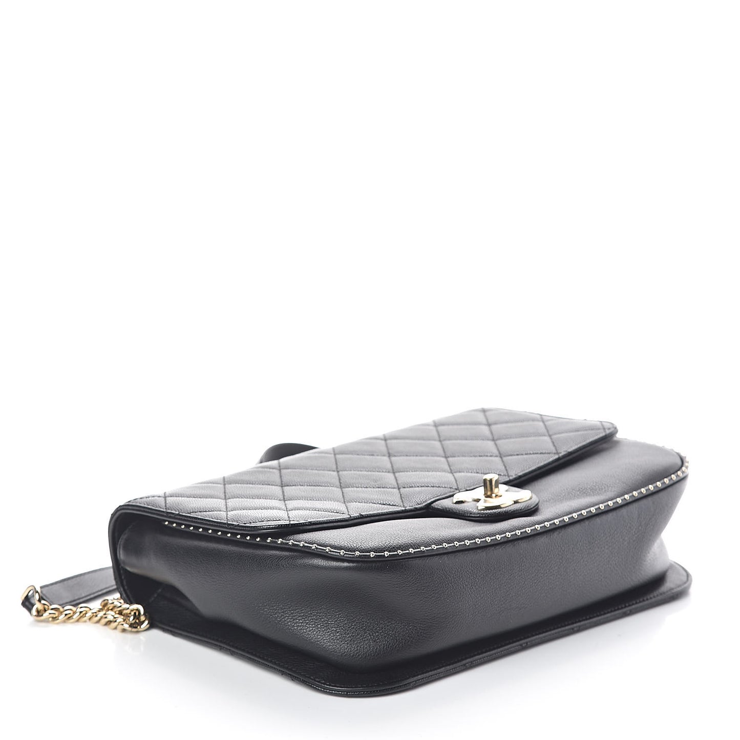 Caviar Quilted Large Studded Flap Black