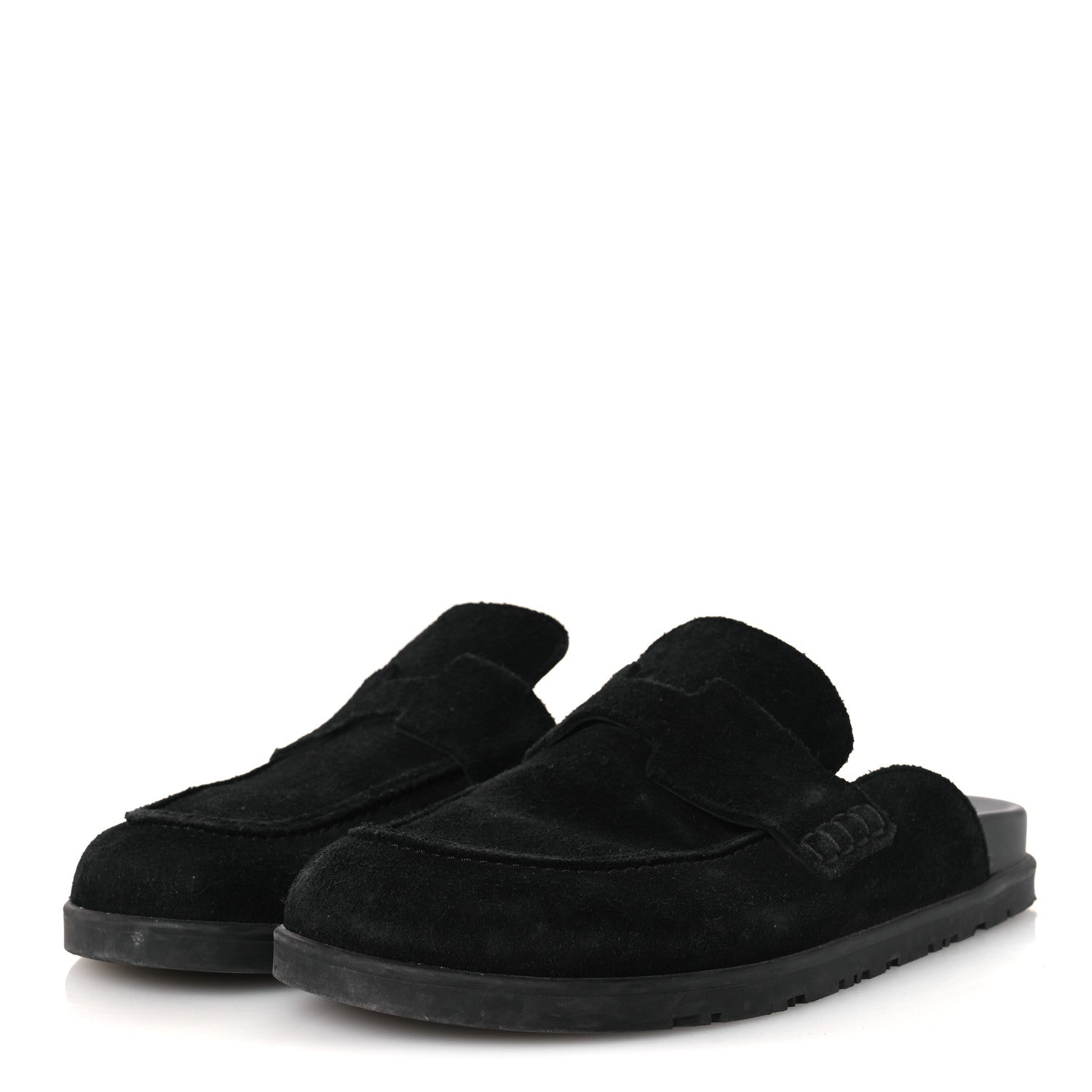 Hermes Suede Calfskin Go Mules 37 Black 4 of 11