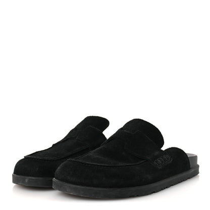 Hermes Suede Calfskin Go Mules 37 Black 4 of 11