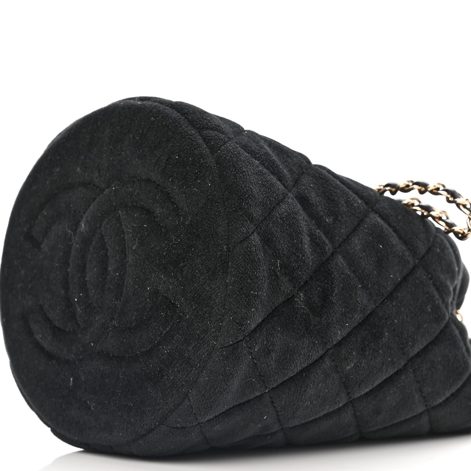 Chanel Velvet Quilted Pearl Crush Drawstring Bag Black 9 of 9