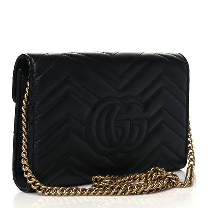 Gucci Calfskin Matelasse GG Marmont Chain Wallet Black 3 of 6