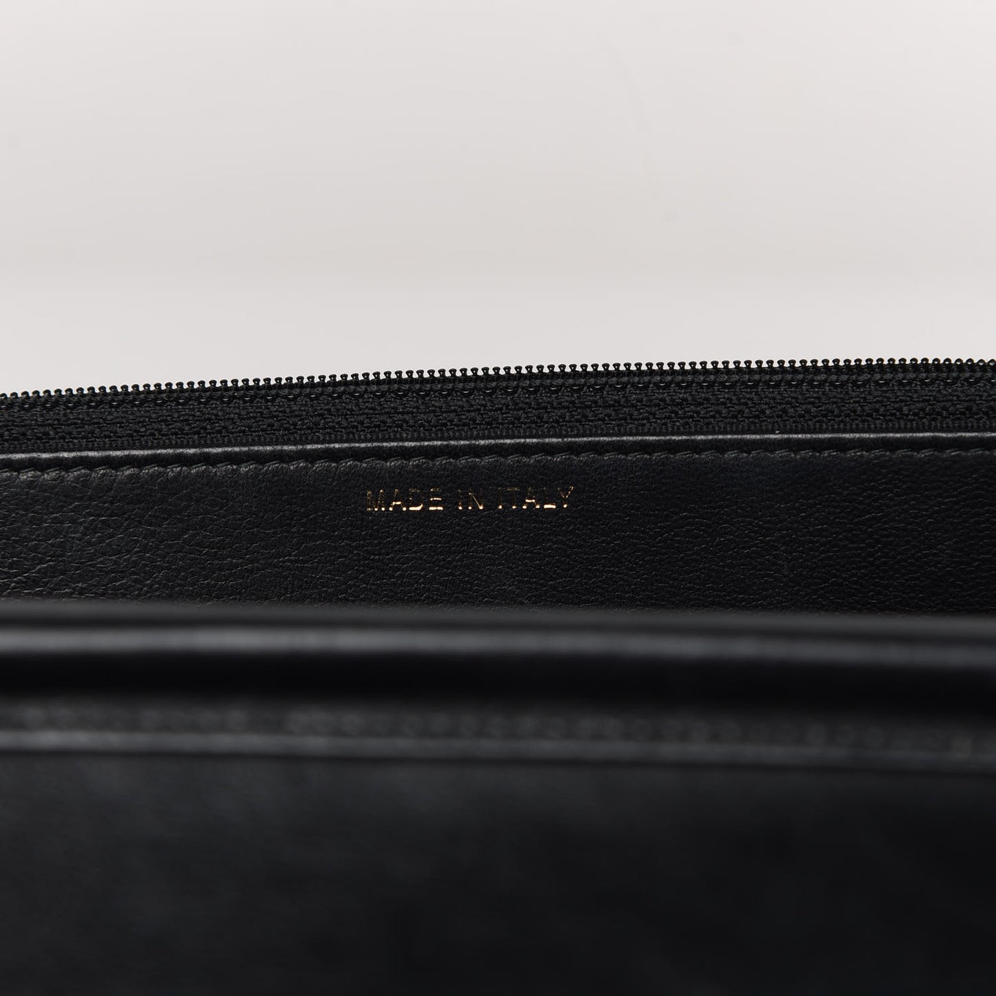 Crumpled Calfskin Chevron Quilted Wallet On Chain WOC Black