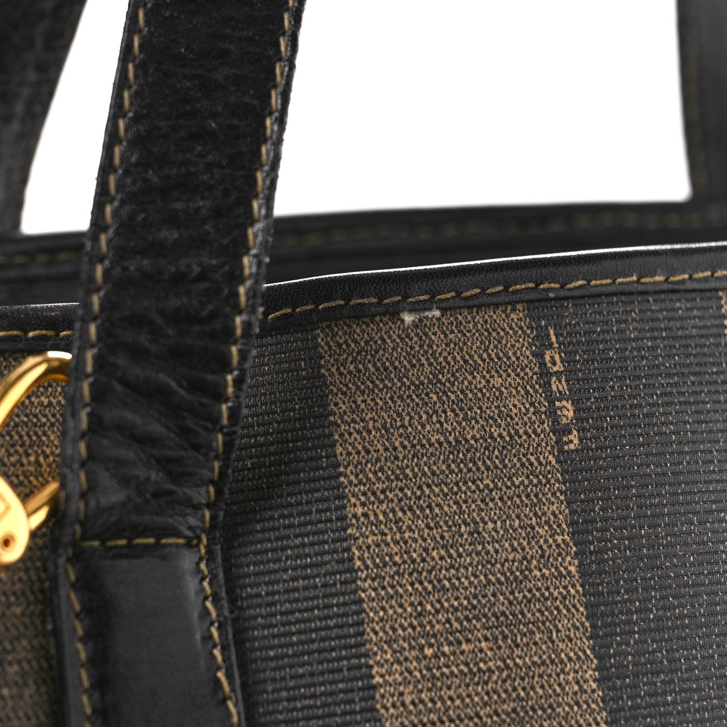 Fendi Calfskin Coated Canvas Pequin Tote Tobacco 7 of 10