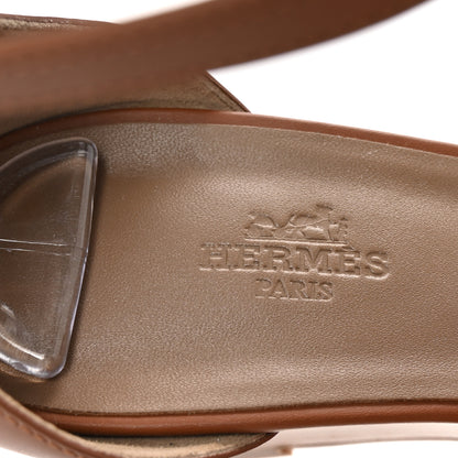 Hermes Calfskin Legend Wedge Sandals 39.5 Gold 8 of 10