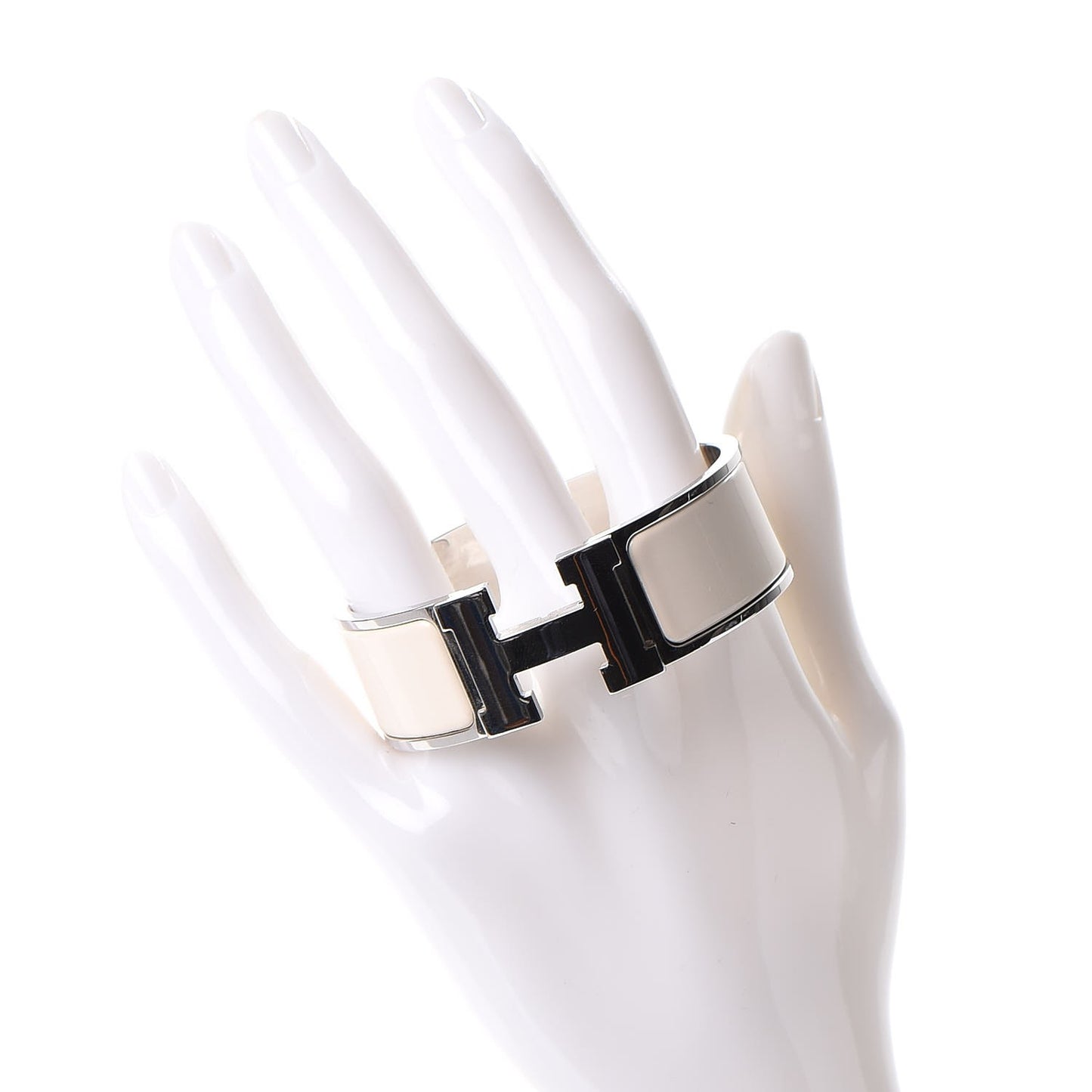Enamel Wide Clic Clac H Bracelet PM White