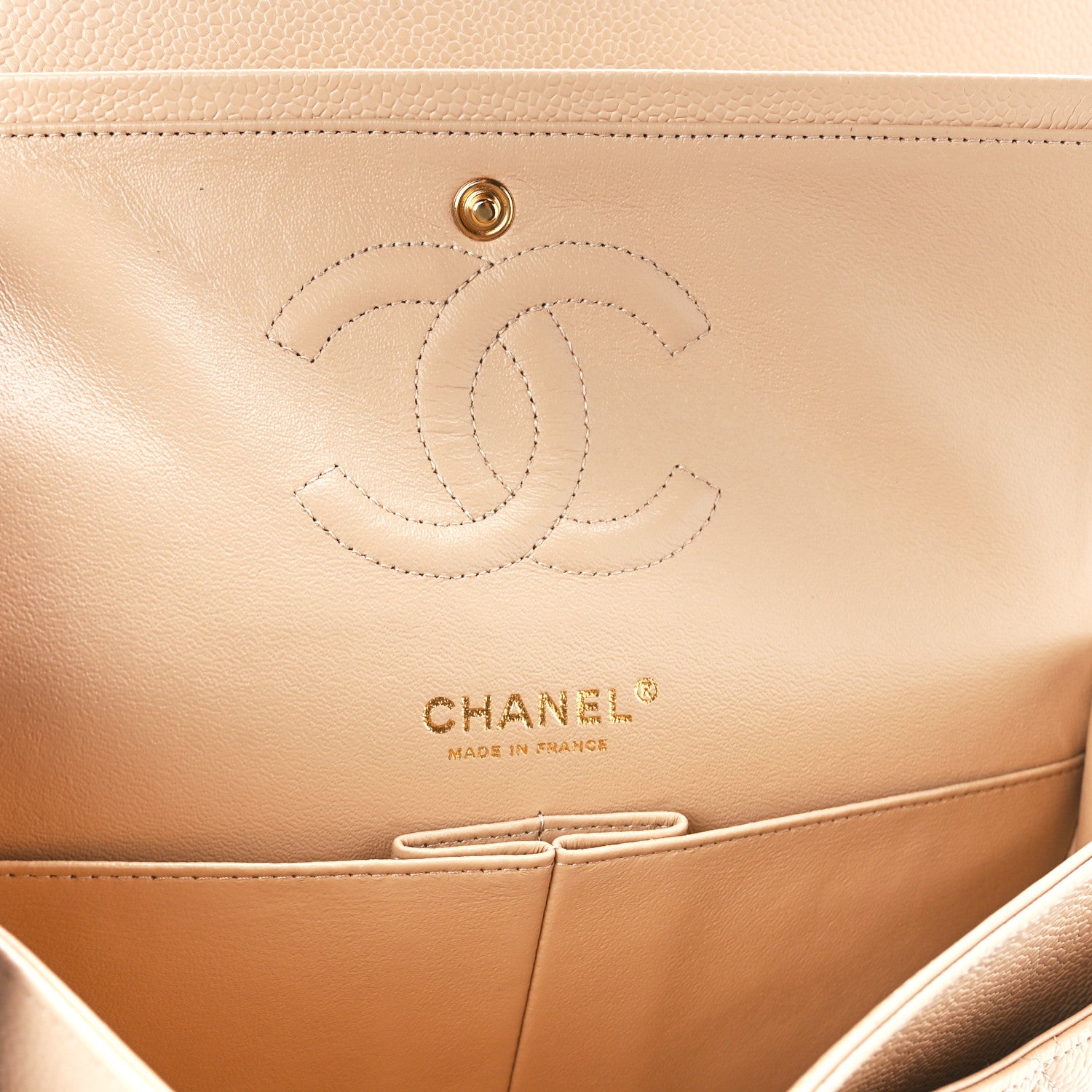 Chanel Caviar Quilted Medium Double Flap Beige 6 of 12