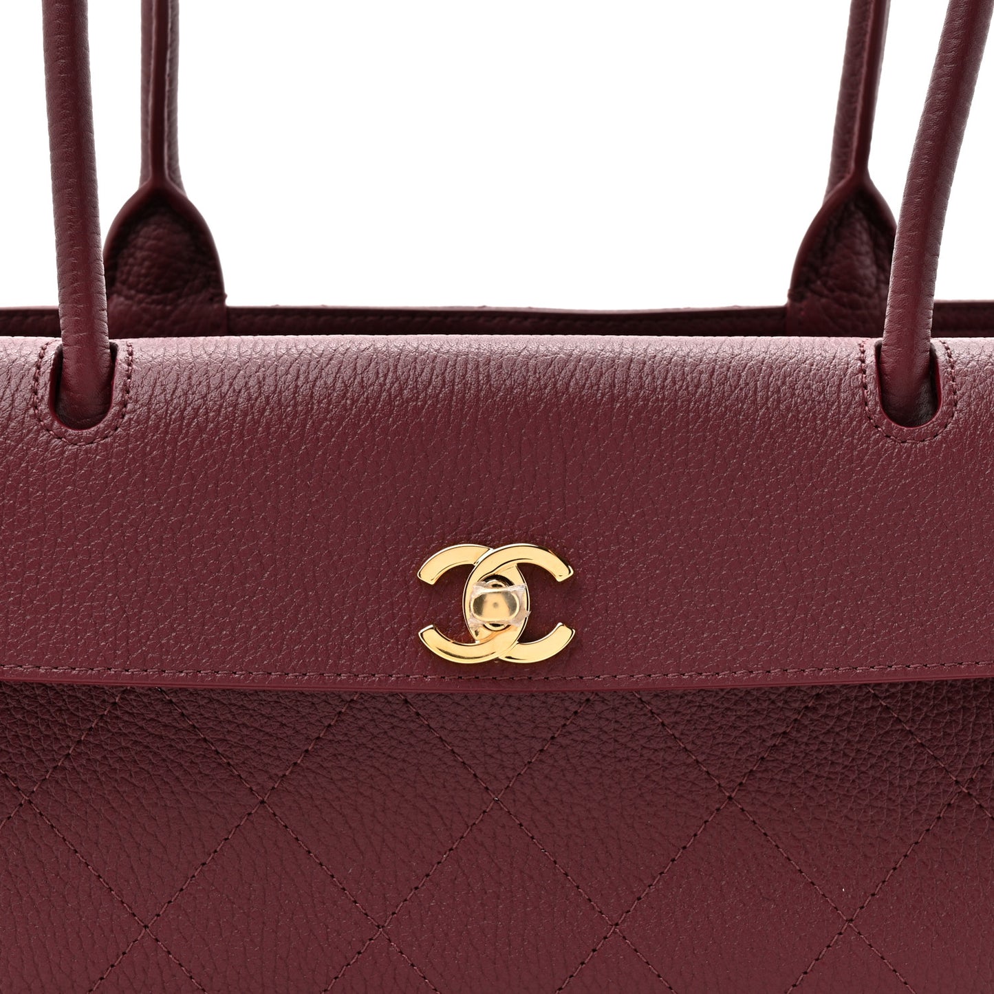 Grained Calfskin Stitched Urban Essentials Small Shopping Bag Burgundy