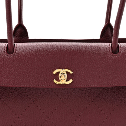 Chanel Grained Calfskin Stitched Urban Essentials Small Shopping Bag Burgundy 9 of 12