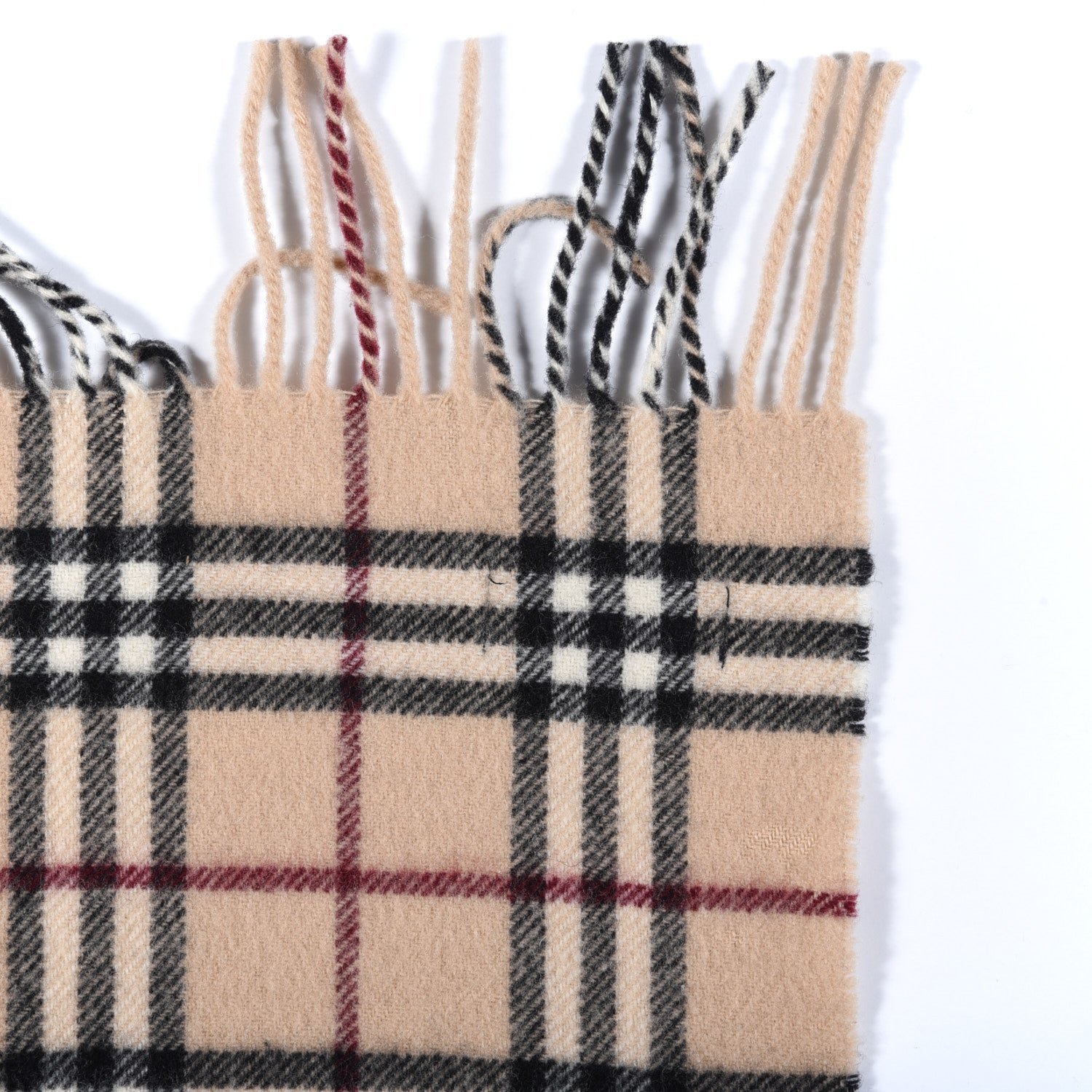 Burberry Lambswool Check Fringe Scarf Camel 5 of 5