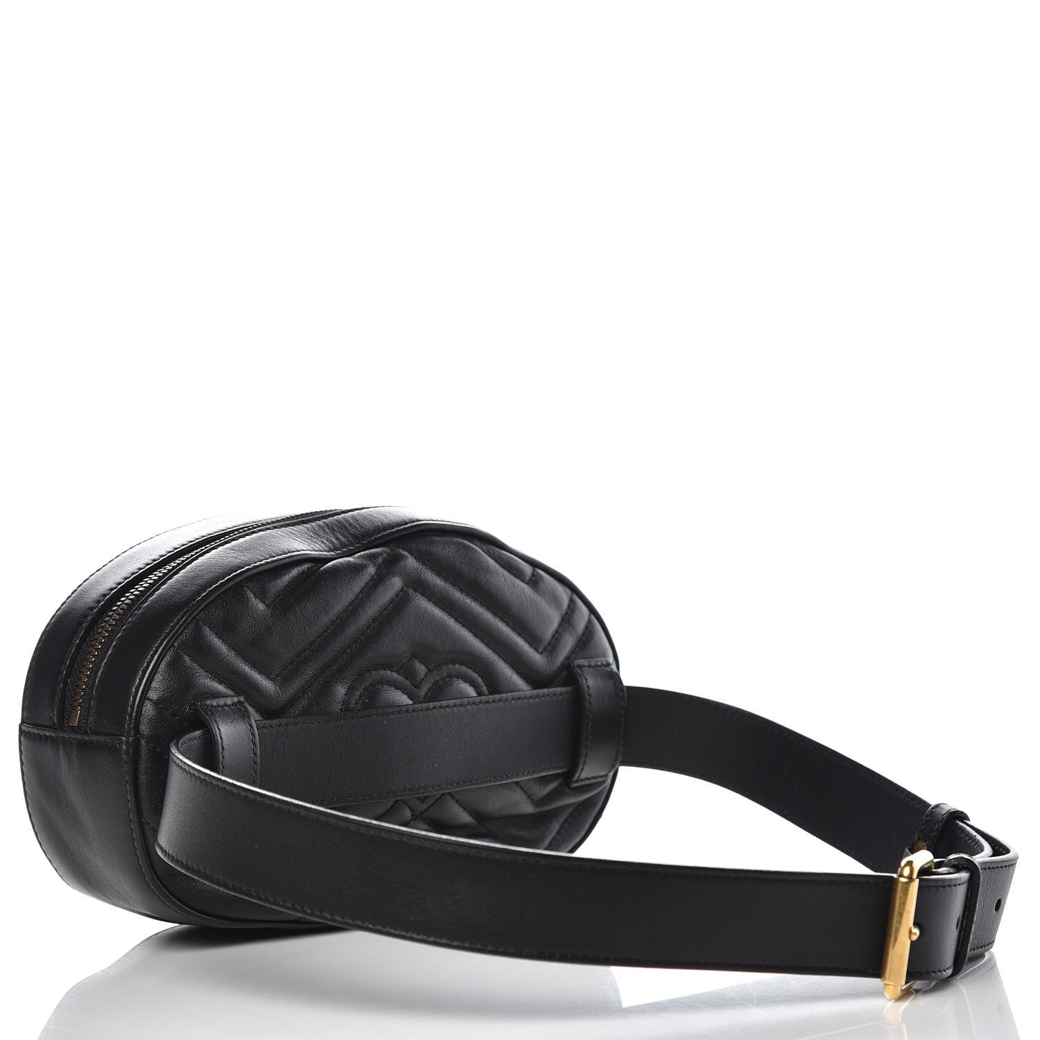 Gucci Calfskin Matelasse Animal Studs GG Marmont Belt Bag 85 34 Black 3 of 12