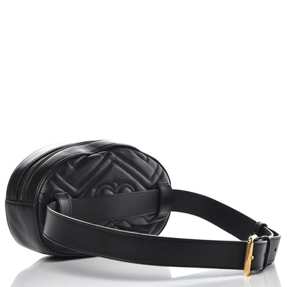 Gucci Calfskin Matelasse Animal Studs GG Marmont Belt Bag 85 34 Black 3 of 12