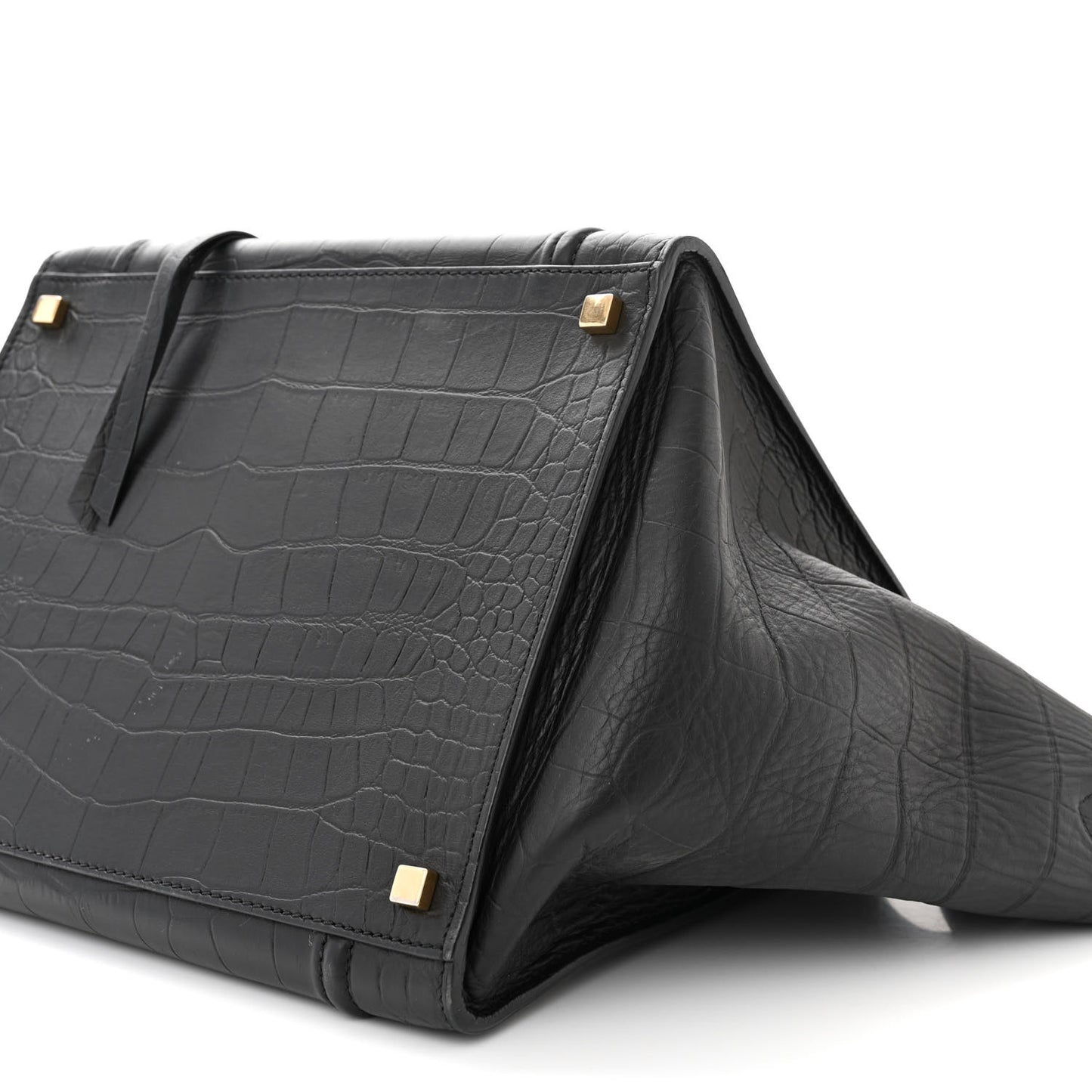 Crocodile Embossed Calfskin Medium Phantom Luggage Black