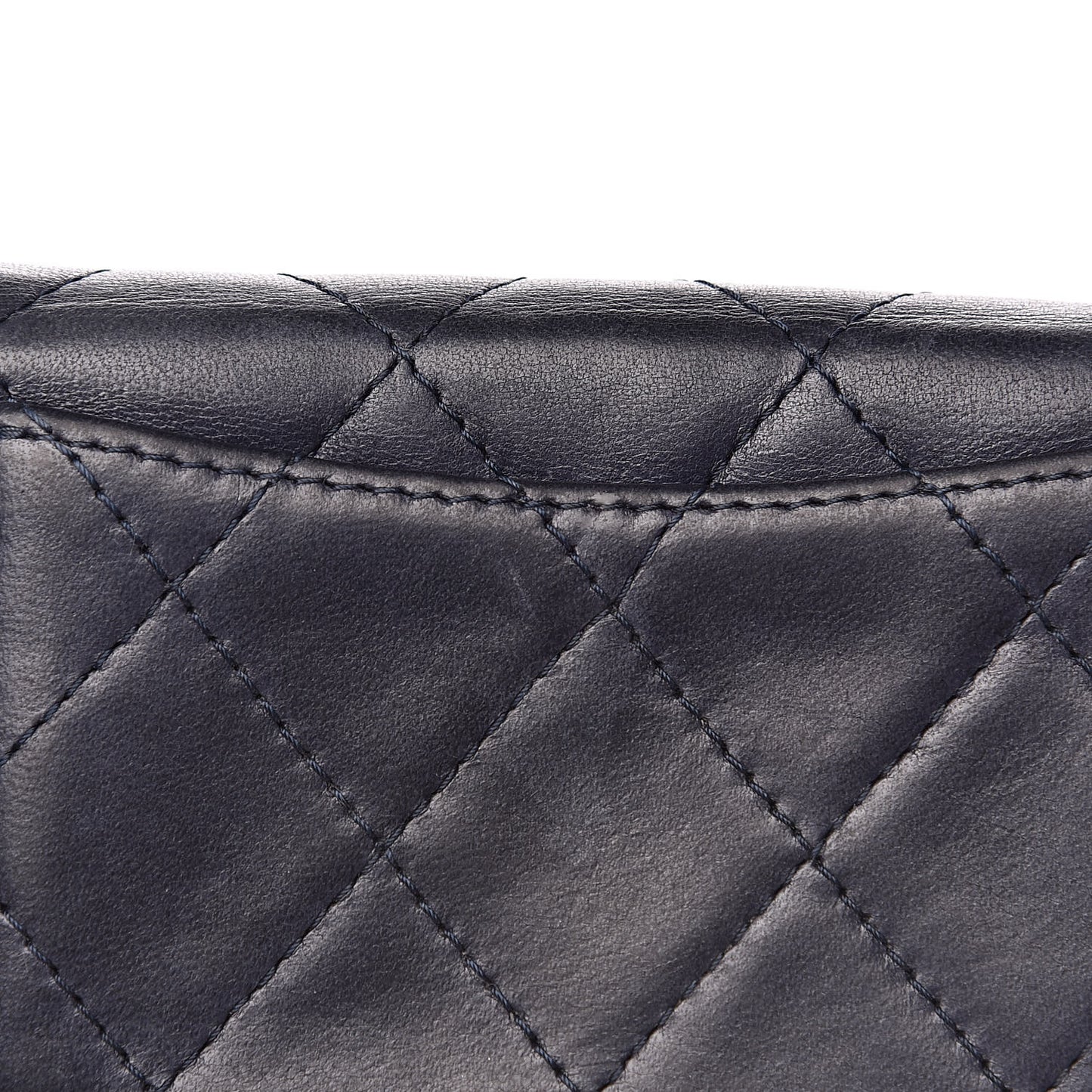 Lambskin Quilted Flap Card Holder Wallet Navy