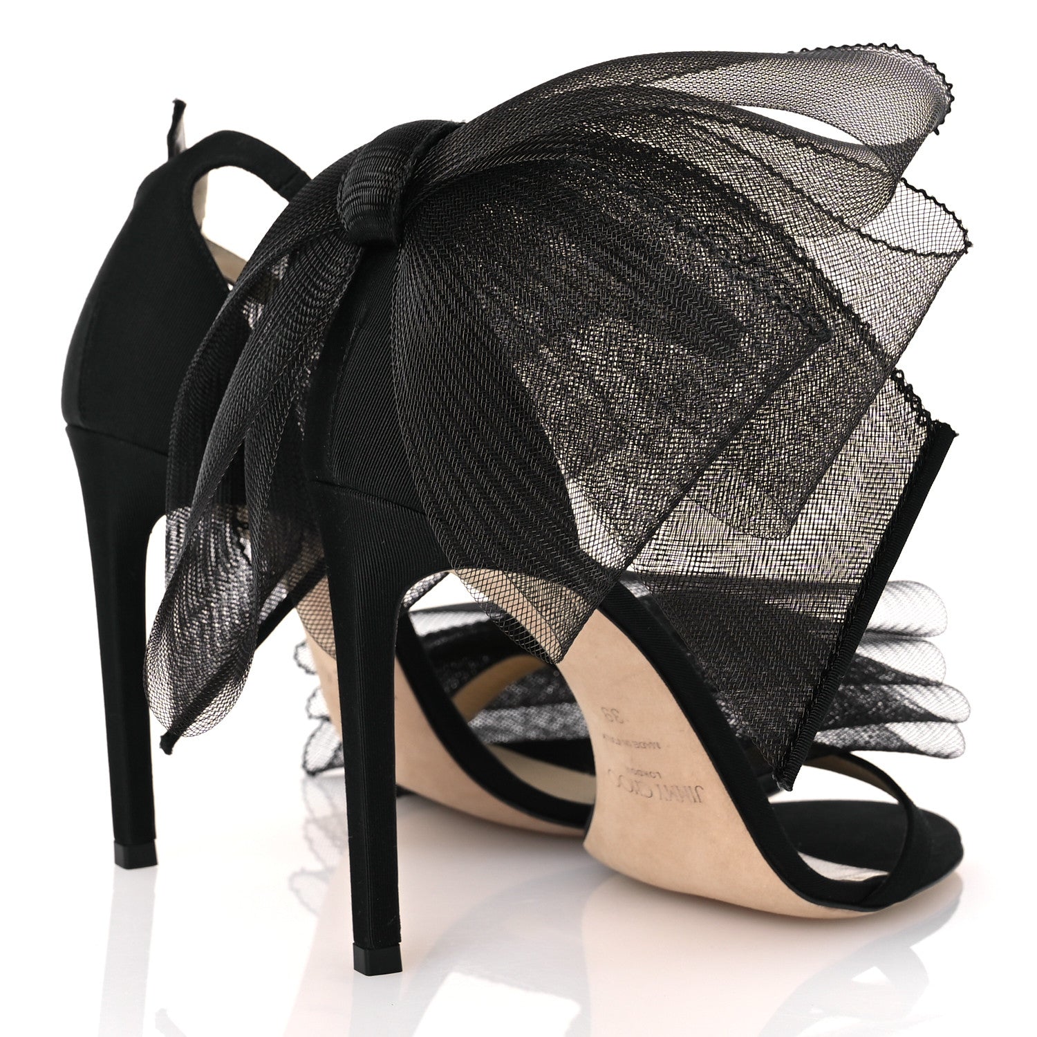 Jimmy Choo Grosgrain Aveline Bow 100 Sandals 39 Black 5 of 9