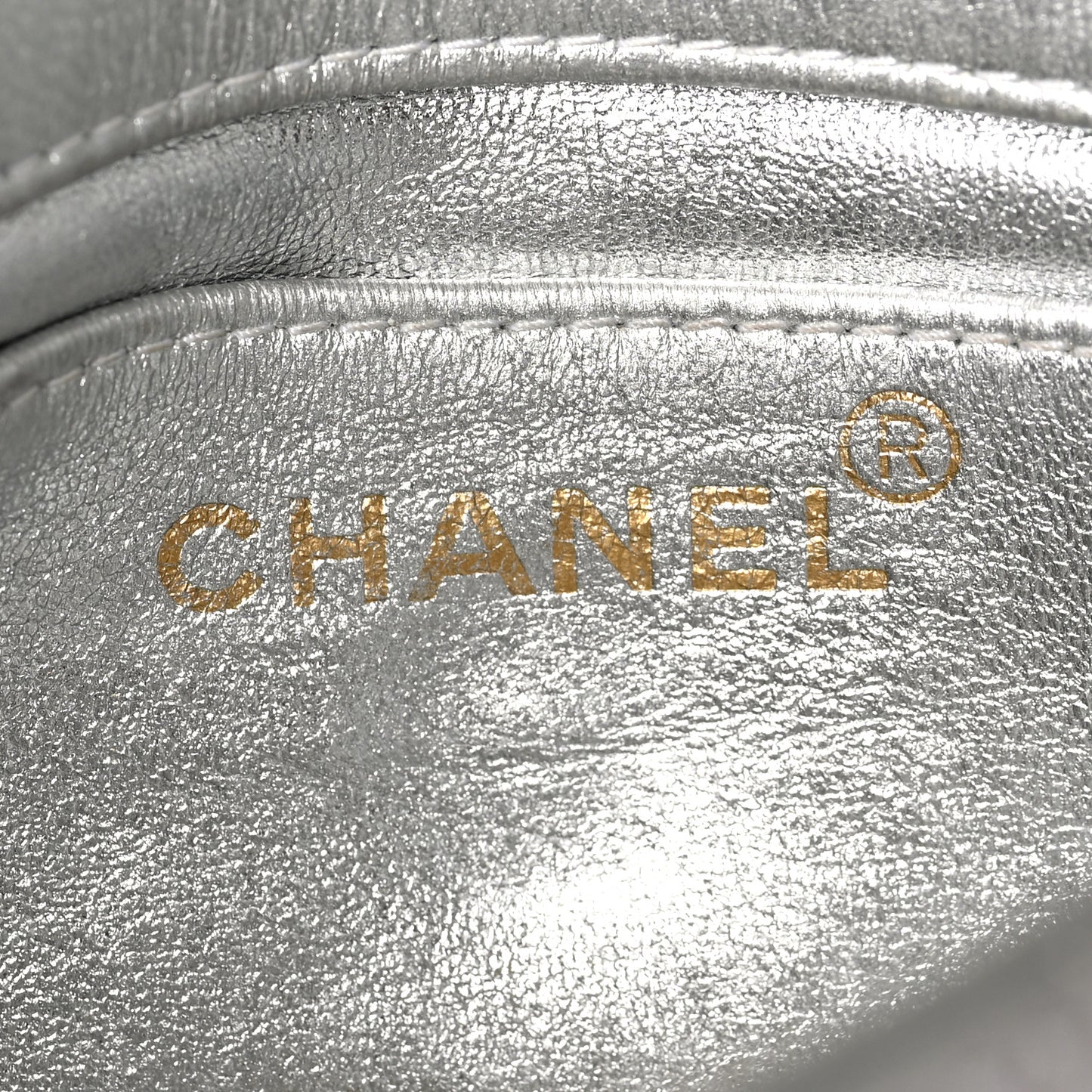 Metallic Lambskin Quilted Micro Flap Silver