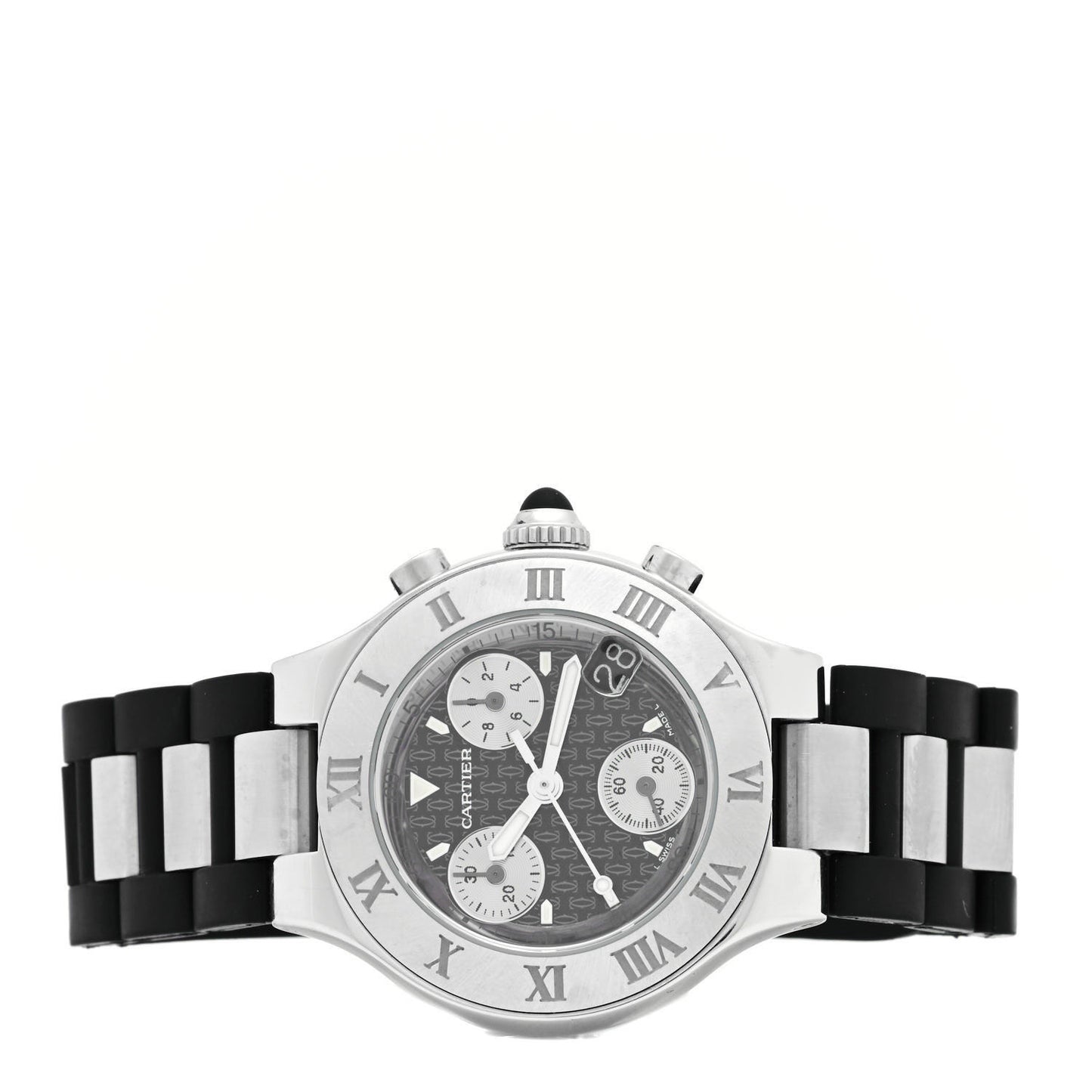 Stainless Steel Rubber 32mm Must 21 Chronoscaph Quartz Watch Black