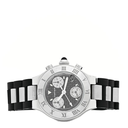 Cartier Stainless Steel Rubber 32mm Must 21 Chronoscaph Quartz Watch Black 2 of 5