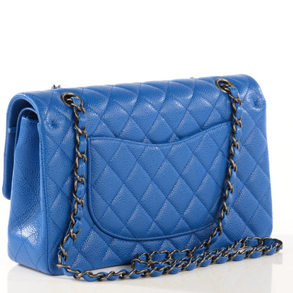 Chanel Caviar Quilted Medium Double Flap Blue 3 of 13
