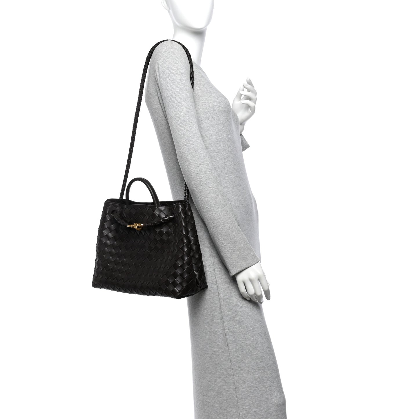 Nappa Intrecciato Medium Andiamo Shoulder Bag Fondant