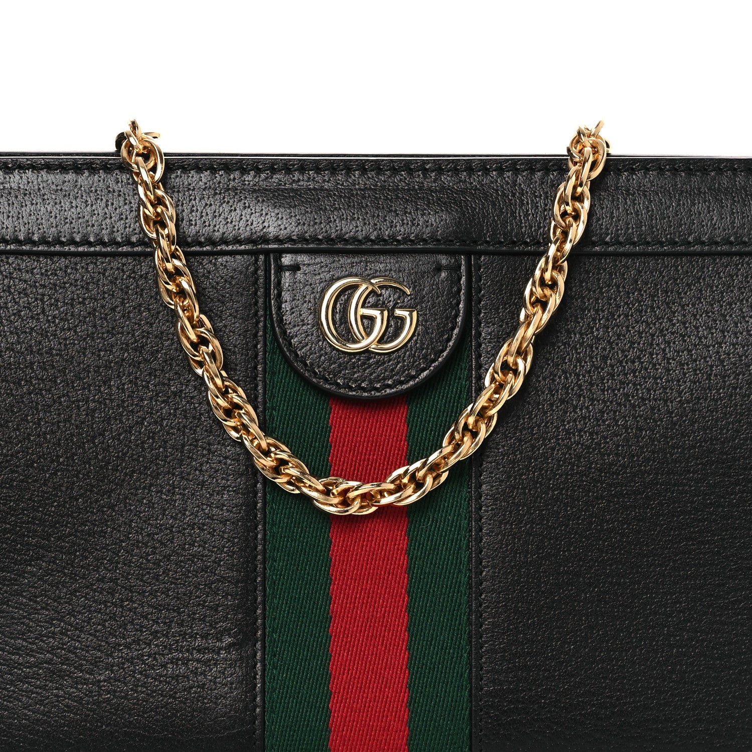 Gucci Calfskin GG Web Small Ophidia Chain Shoulder Bag Black 8 of 10