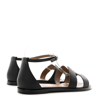 Hermes Calfskin Santorini Sandals 39 Black 4 of 9