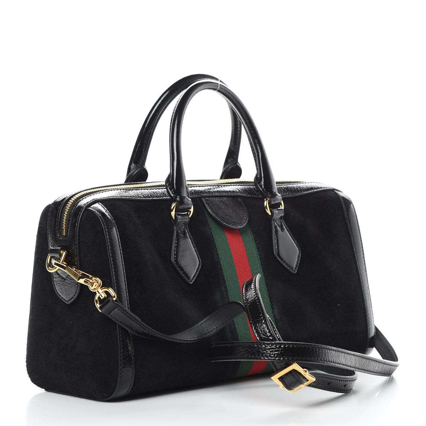 Suede Patent GG Web Medium Ophidia Boston Black