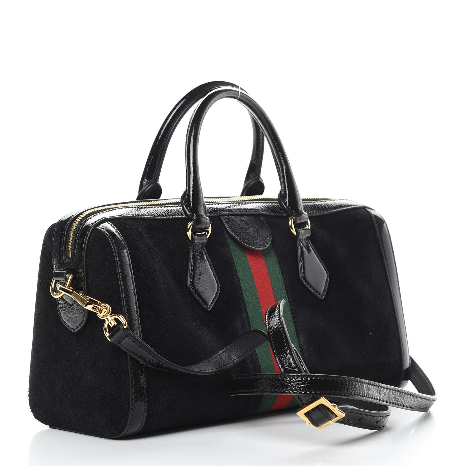 Gucci Suede Patent GG Web Medium Ophidia Boston Black 3 of 12